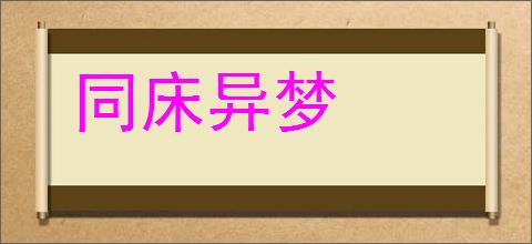 同床异梦的意思,及其含义,同床异梦基本解释