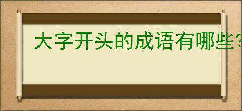 大字开头的成语有哪些?